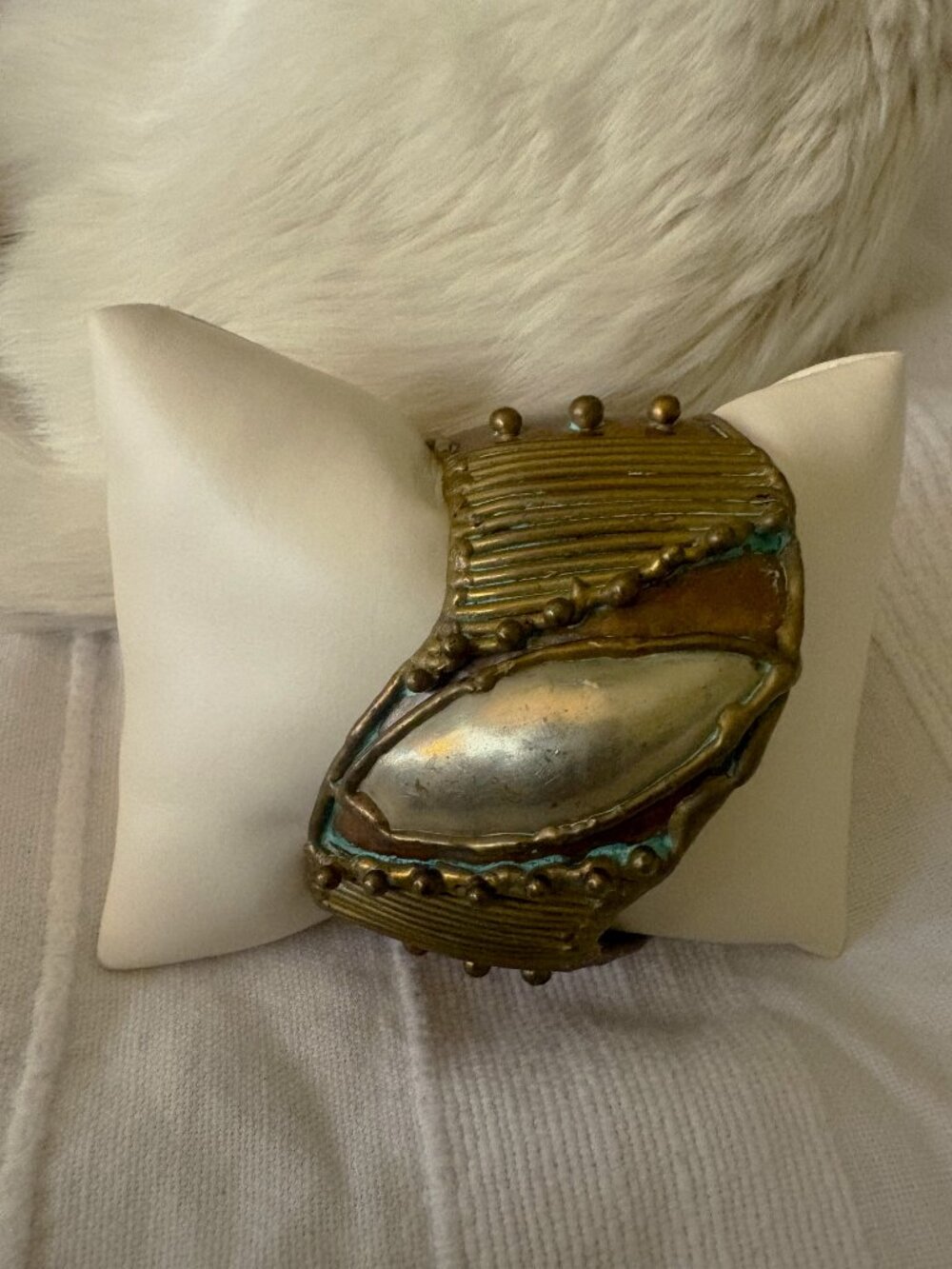 Vintage Brutis Artisan-Made Copper/Brass/Silver Bangle EUC